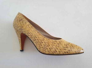 1980s Italian made yellow cream snakeskin shoes by Romano Romagnoli  - Bologna, Size EU 39.5, AU size 8