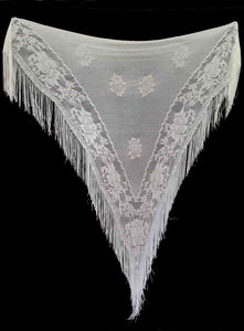 vintage lightweight white lacy triangle shawl