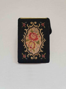 Petit point hand embroidered cigarette case, 1950s - 1960s