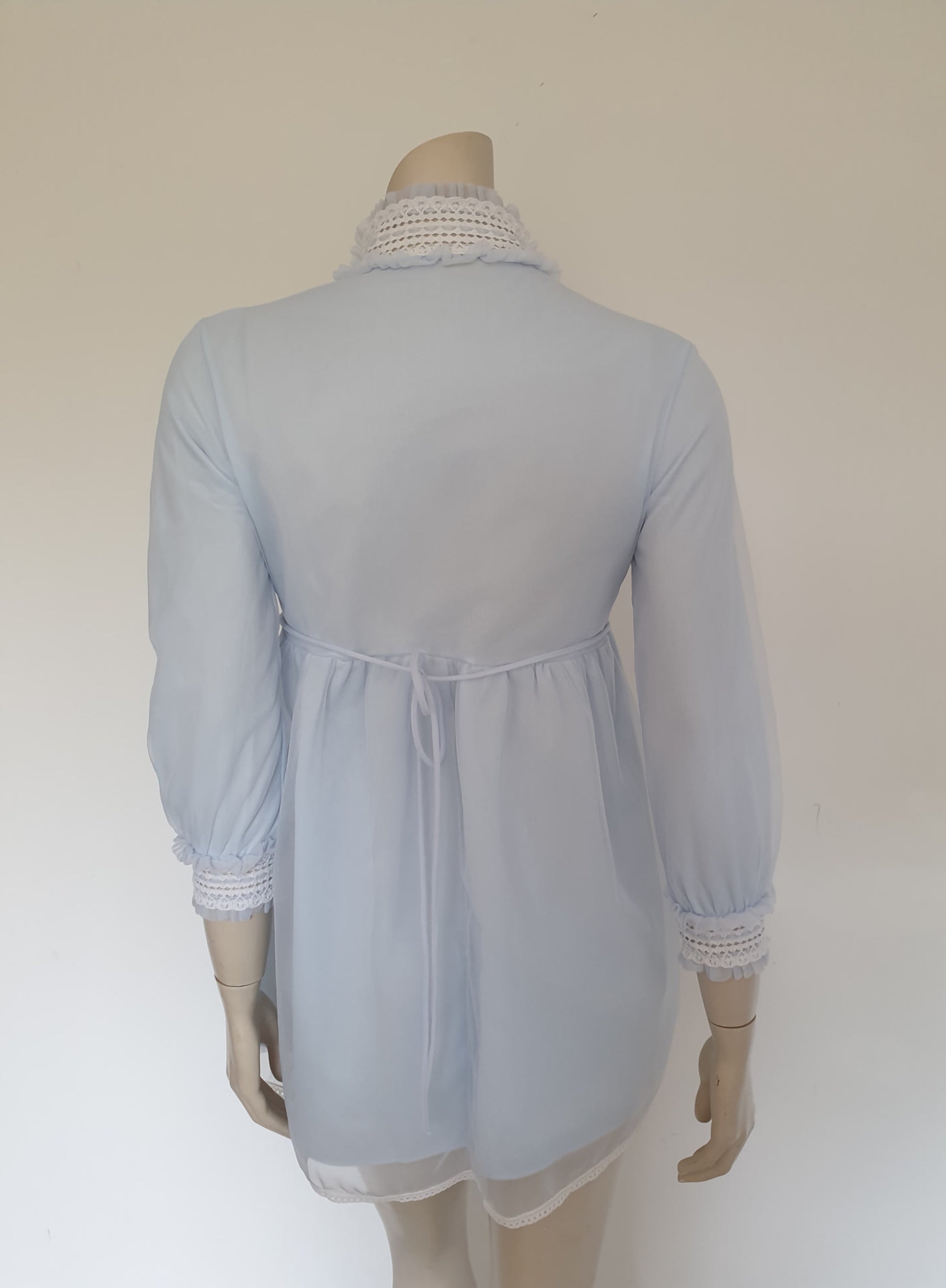 1960s Blue Nylon Mini Nightgown by Miss Mary Lyn - XS