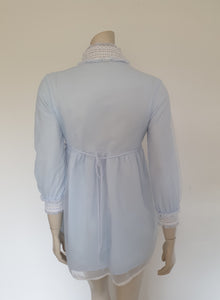 1960s Blue Nylon Mini Nightgown by Miss Mary Lyn - XS