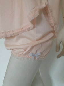 vintage 1950s peach babydoll pyjamas with gauze yoke by Lizbeth - Small