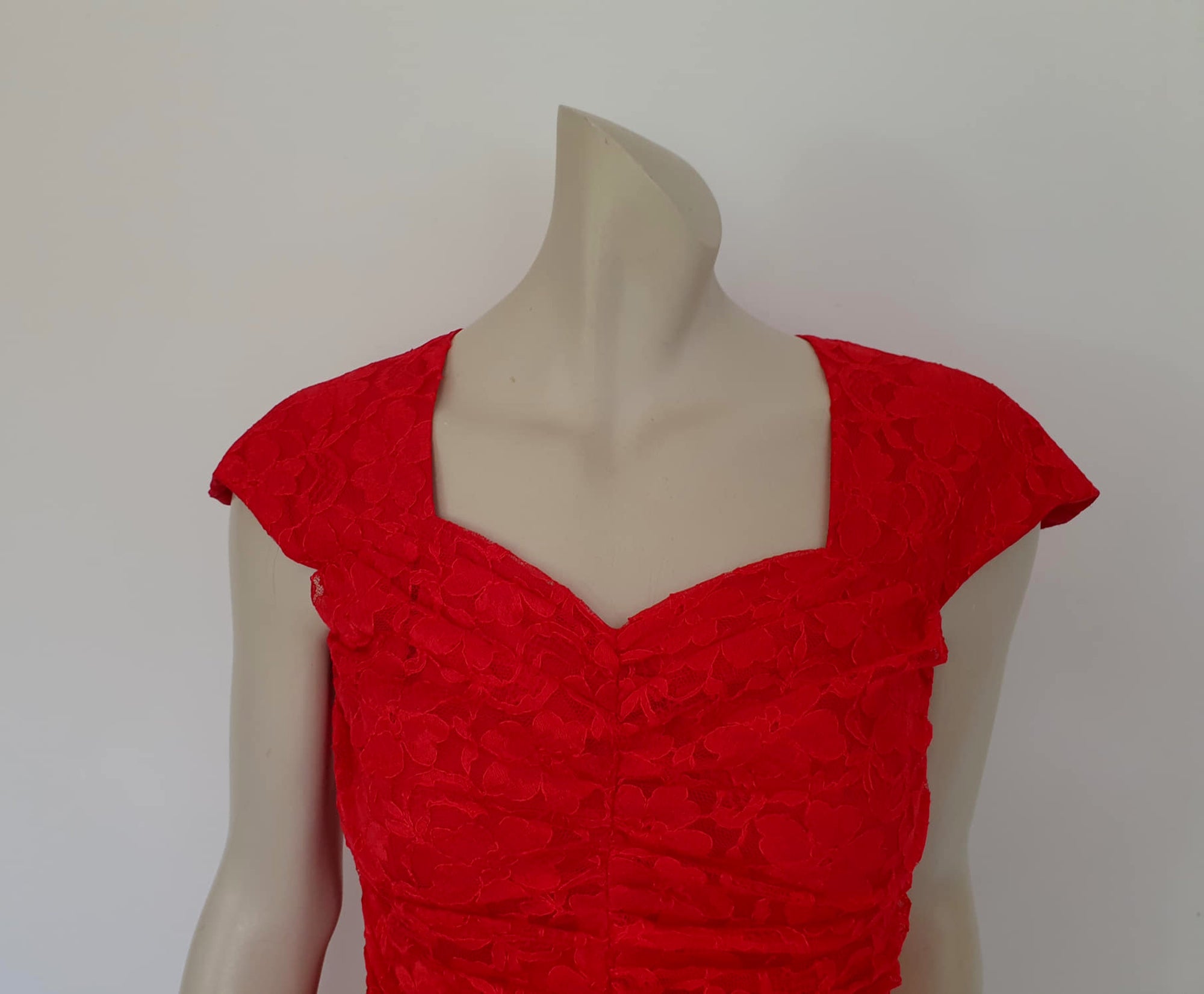 1980s Vintage Red Lace Dress by Purple Patch - Medium