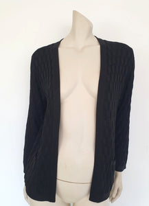 Vintage 1980s Black Cardigan Jacket with Pockets by David Keys - Medium