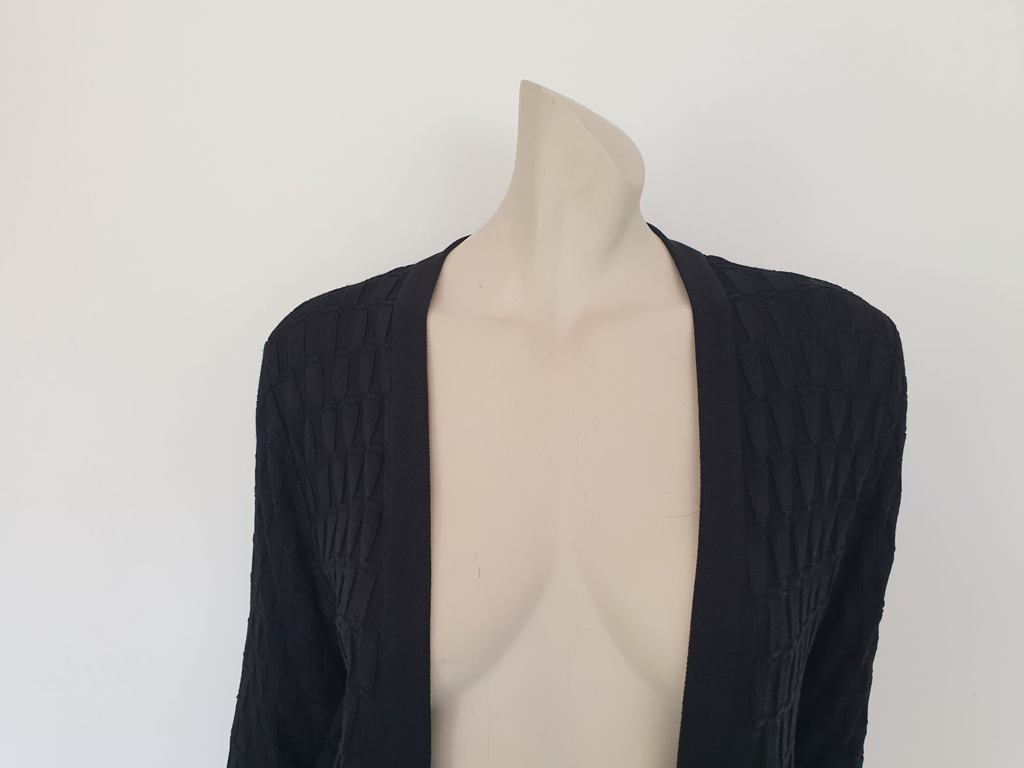 Vintage 1980s Black Cardigan Jacket with Pockets by David Keys - Medium