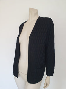 Vintage 1980s Black Cardigan Jacket with Pockets by David Keys - Medium