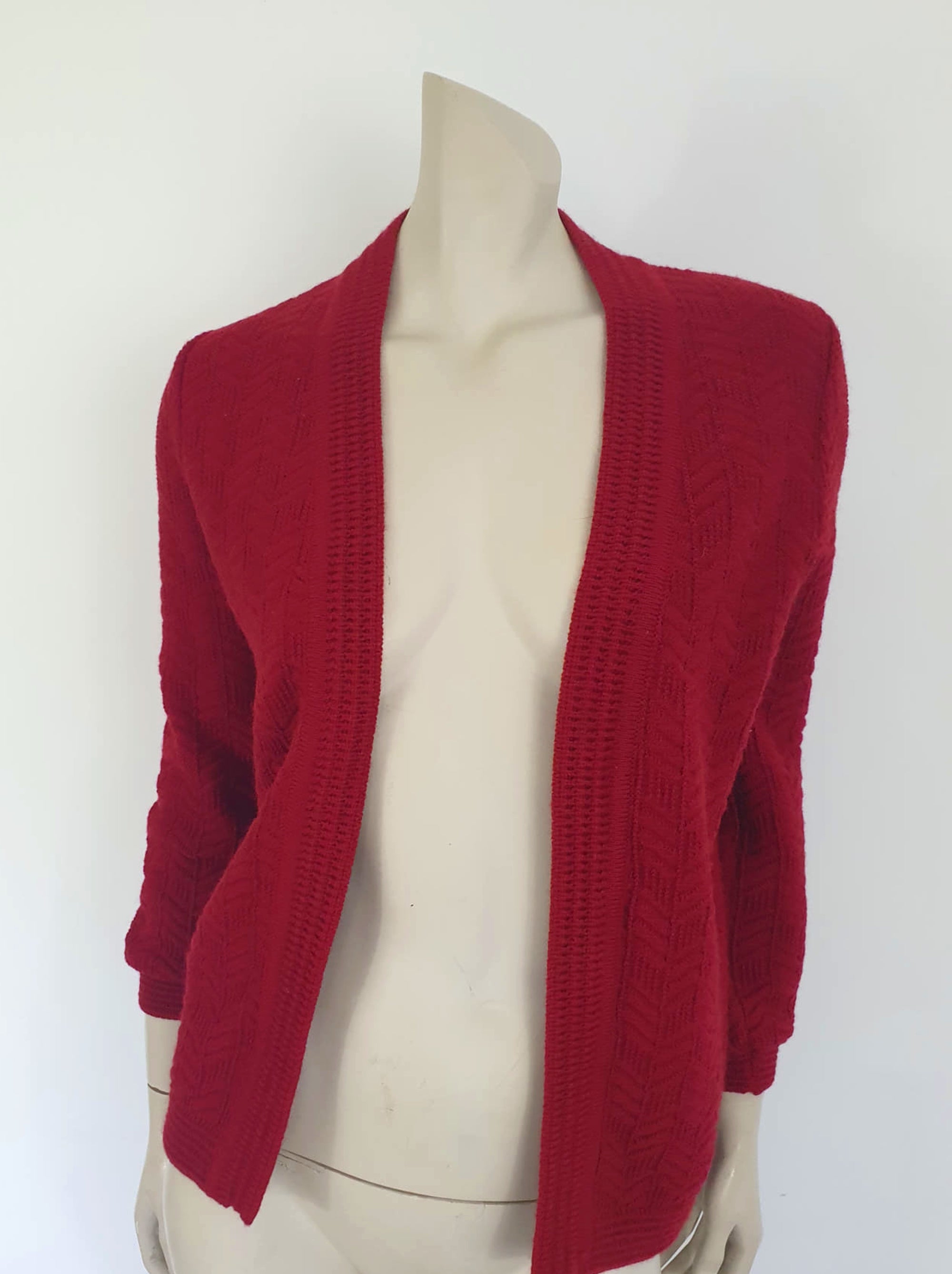 1980s Red Wool Cardigan Jacket by Counterparts - S