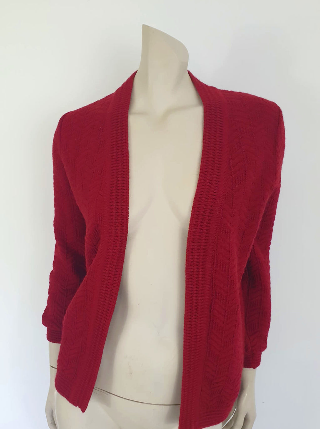 1980s Red Wool Cardigan Jacket by Counterparts - S