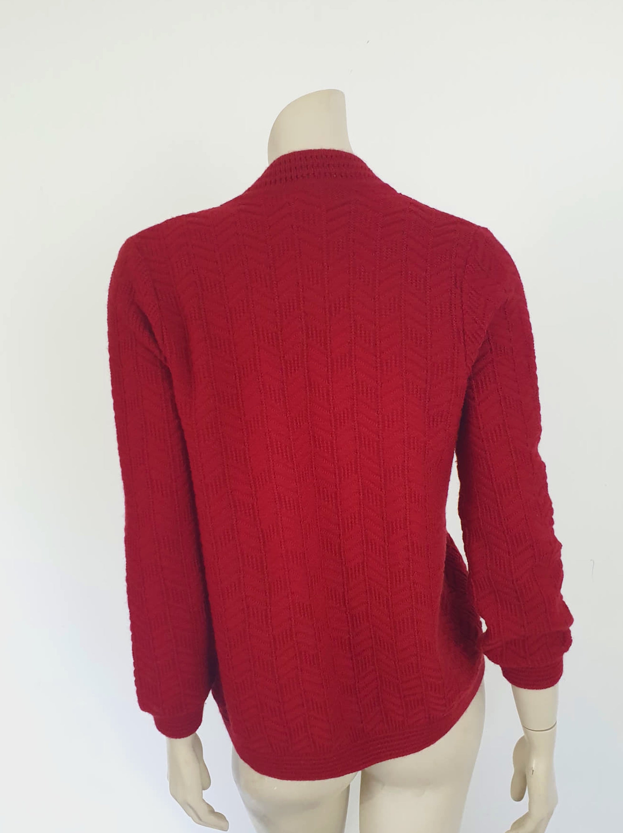 1980s Red Wool Cardigan Jacket by Counterparts - S