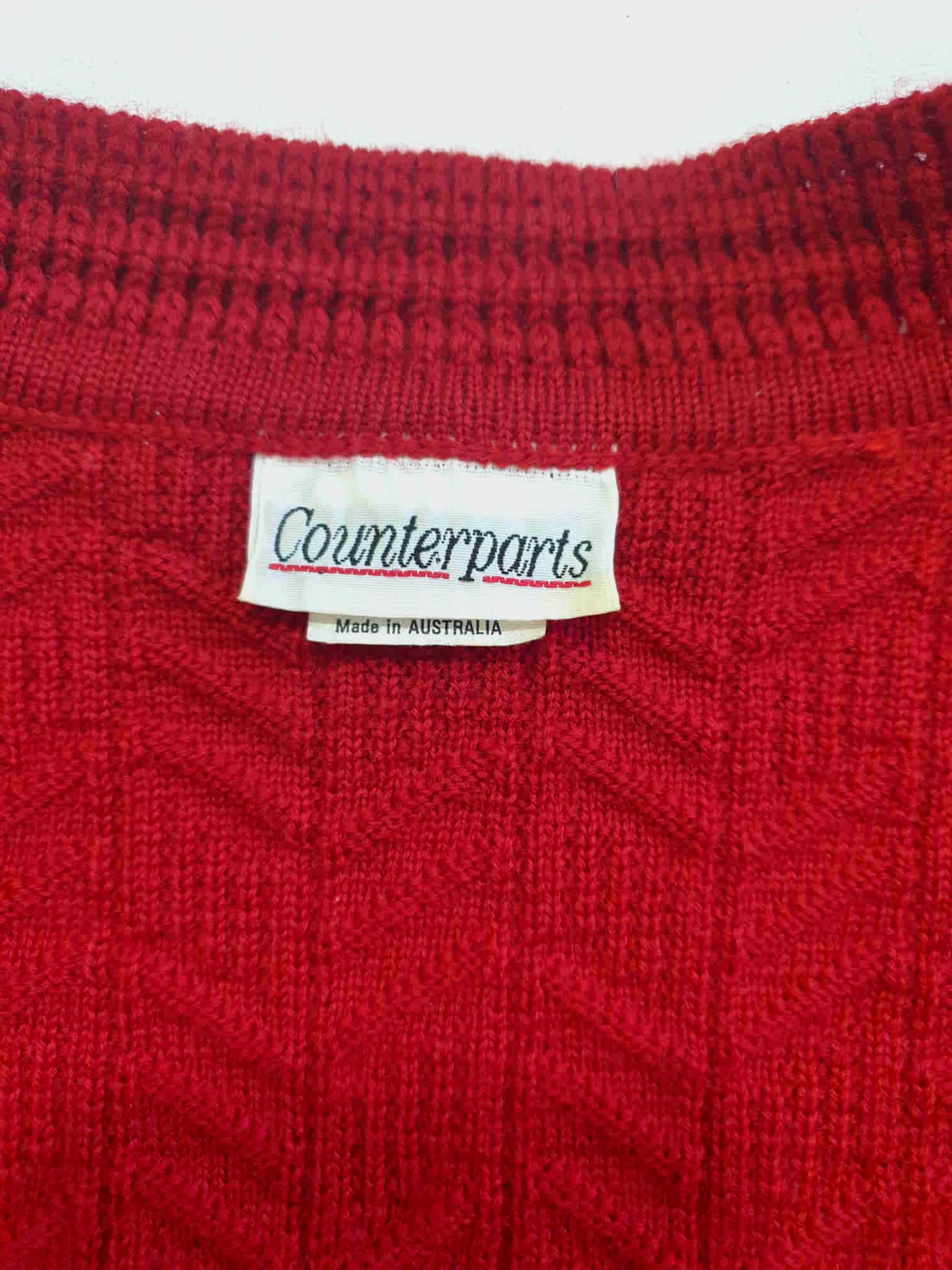 1980s Red Wool Cardigan Jacket by Counterparts - S
