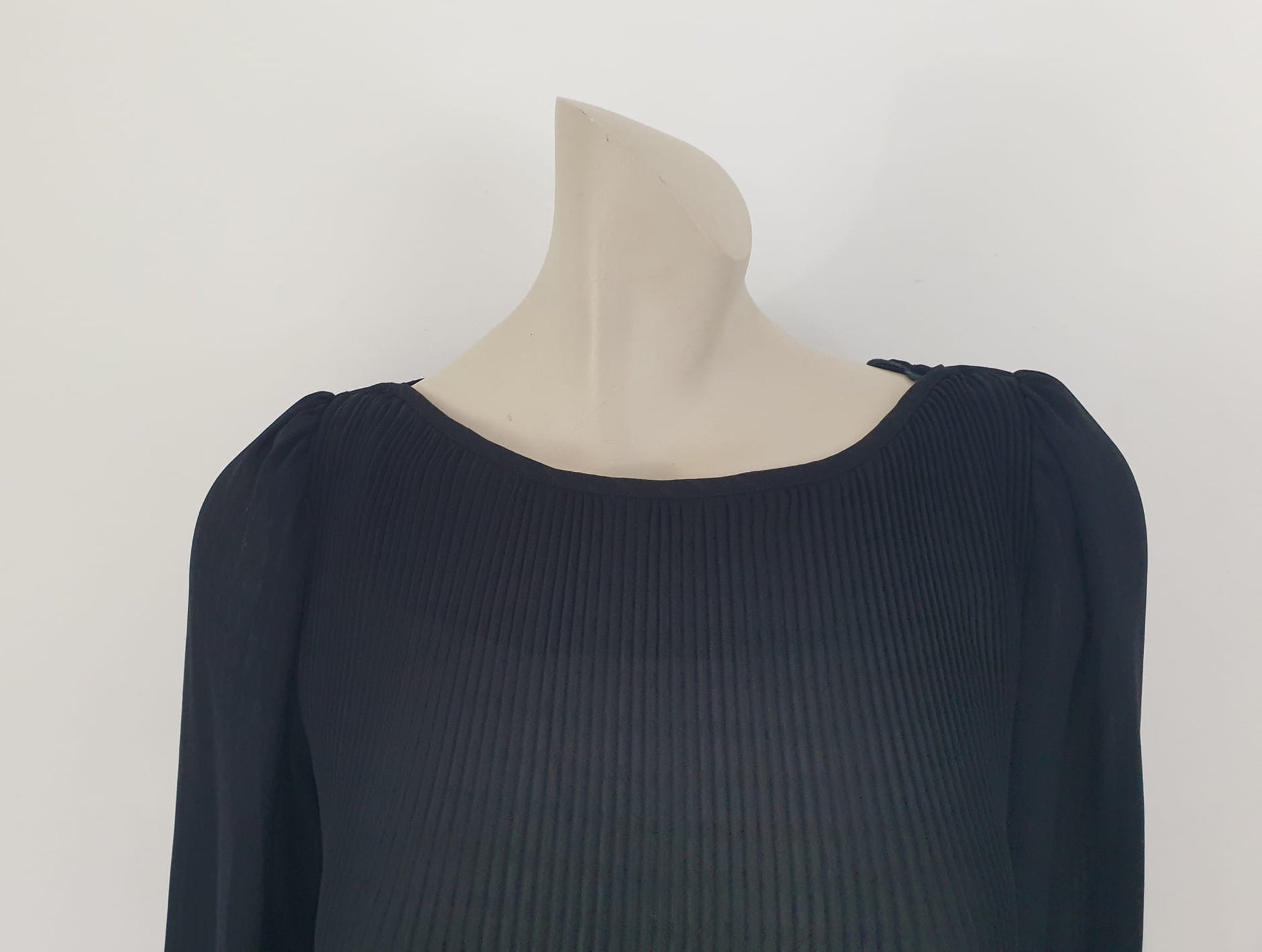 1980s Black Pleat Top Dress by Diana Richards - M