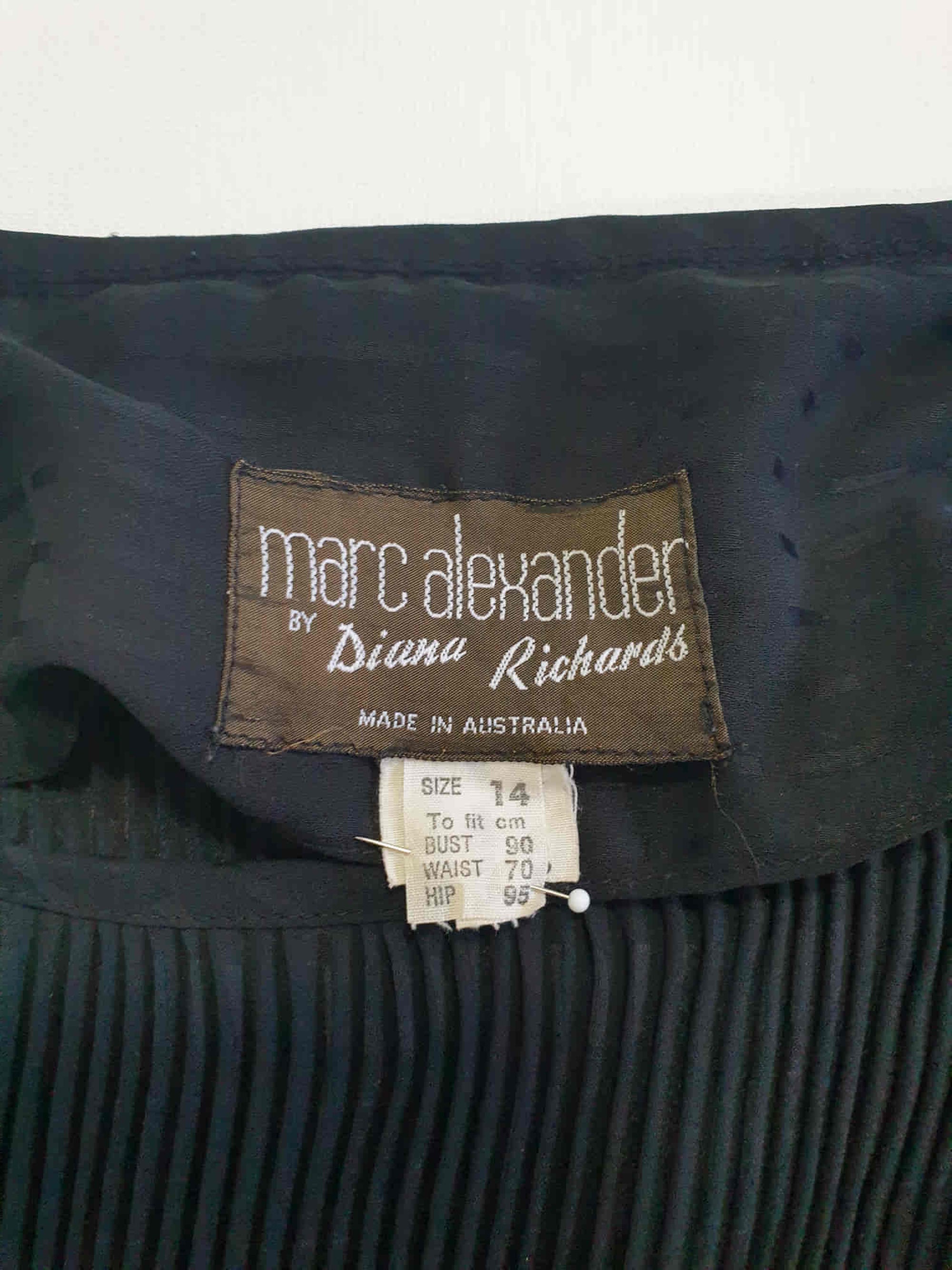 1980s Black Pleat Top Dress by Diana Richards - M