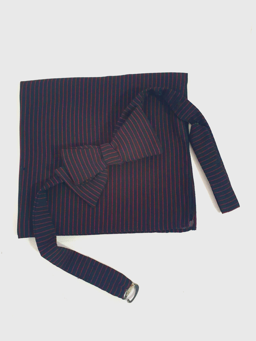 1950s, 1960s Black & Red Striped Crepe Bow Tie and Pocket Square Set