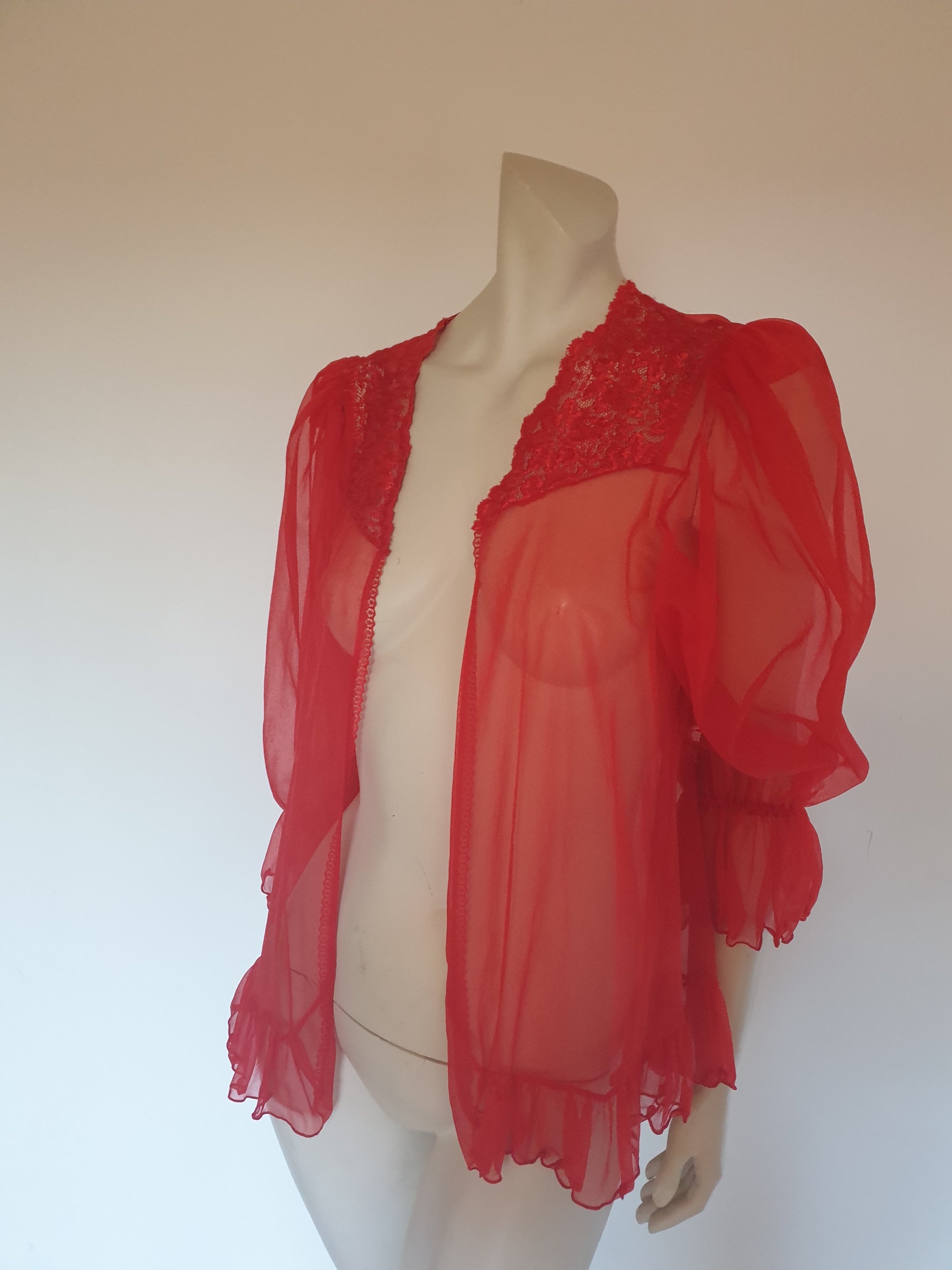 Sheer Red Mini Robe by Cinema Etoile - M