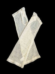NOS Long Cream Fingerless Gloves, Bridal Gloves, by Dents