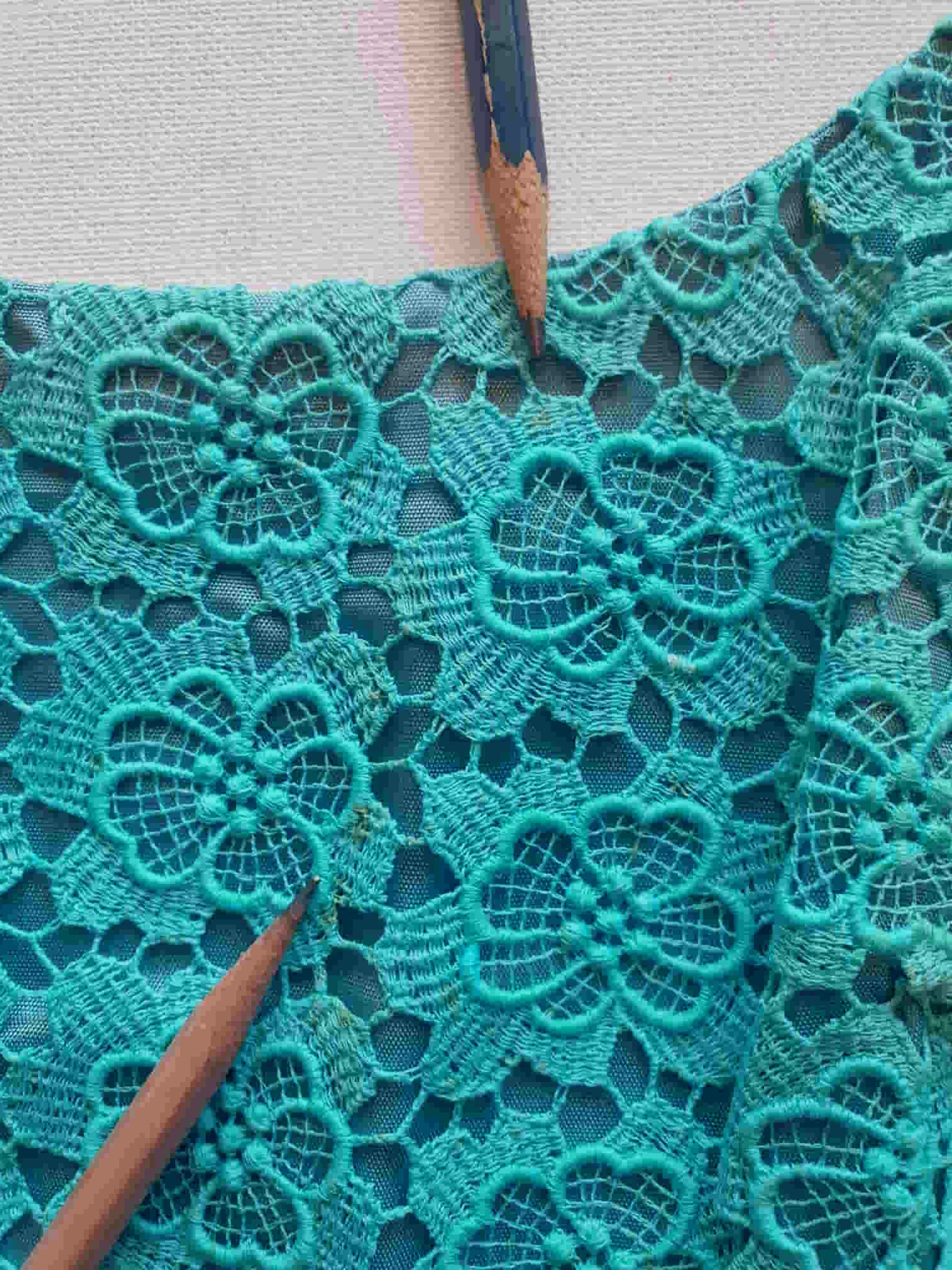 1960s Turquoise Lace Crop Top - XS