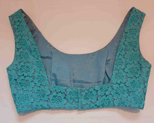 1960s Turquoise Lace Crop Top - XS