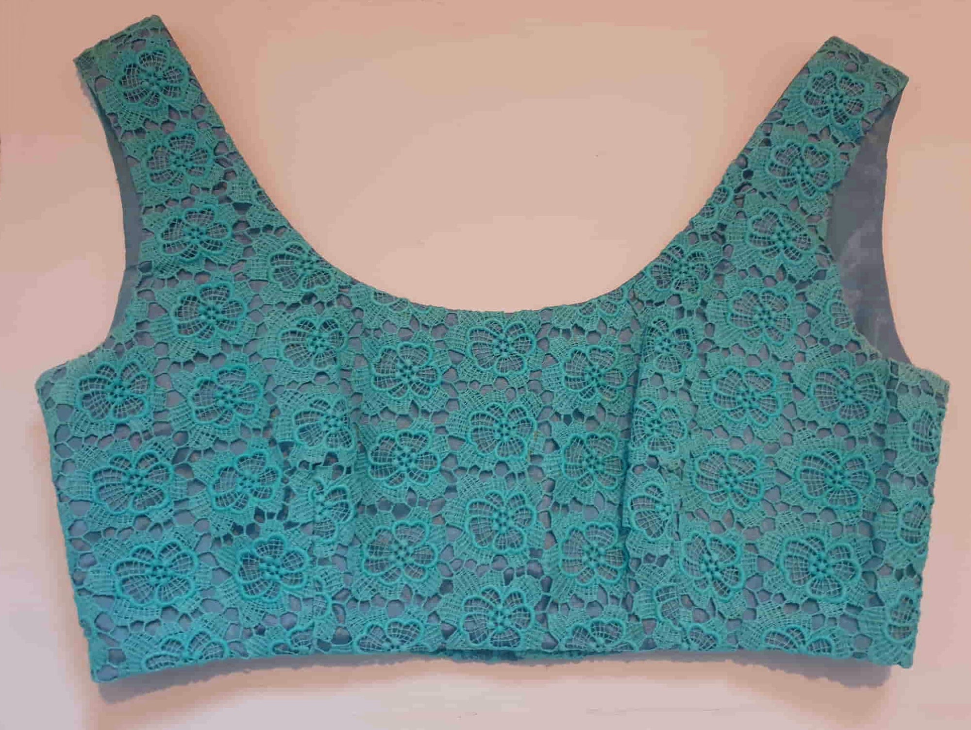 1960s Turquoise Lace Crop Top - XS