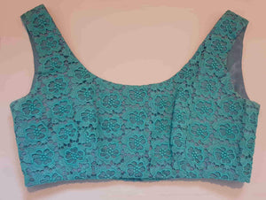 1960s Turquoise Lace Crop Top - XS