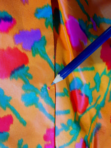 Orange Floral 1950s Style Swish Dress - M