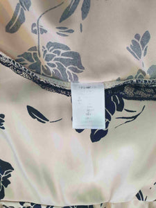 Beige Satin Nightgown With Black Floral Print - L