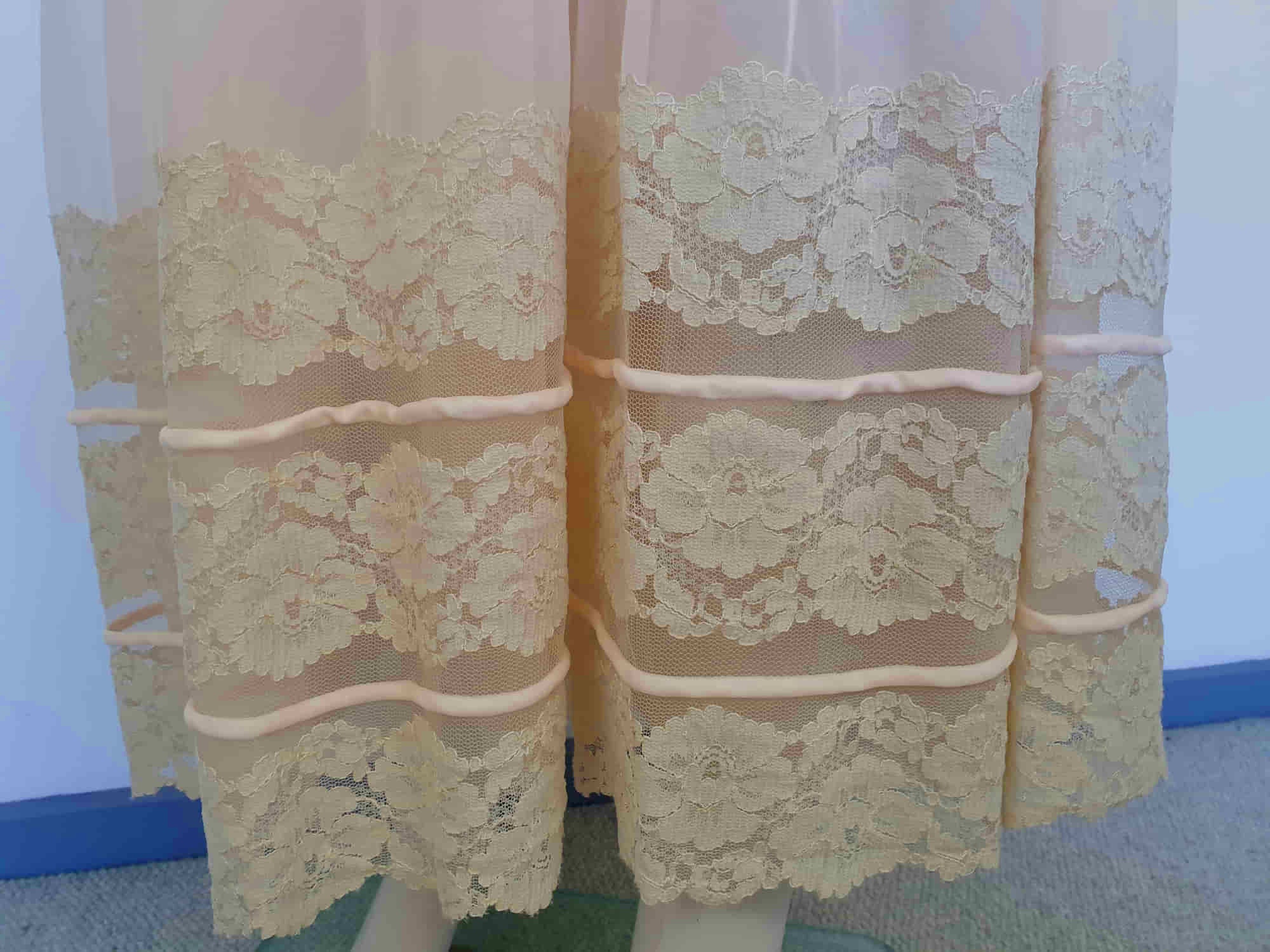 1960s vintage pale peach sheer full nightgown negligee by intime