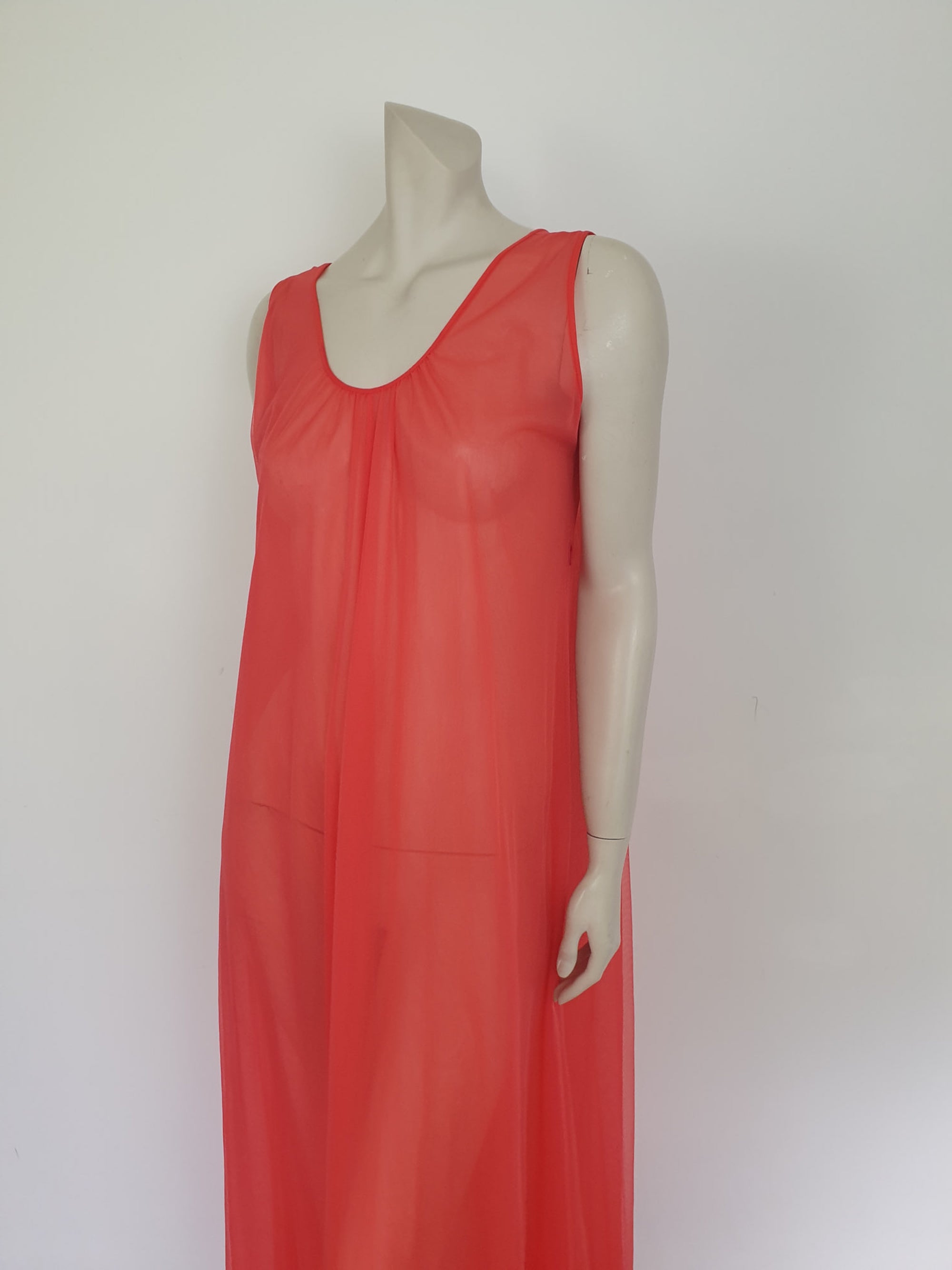 1960s vintage sheer red nightgown and peignoir negligee set Medium