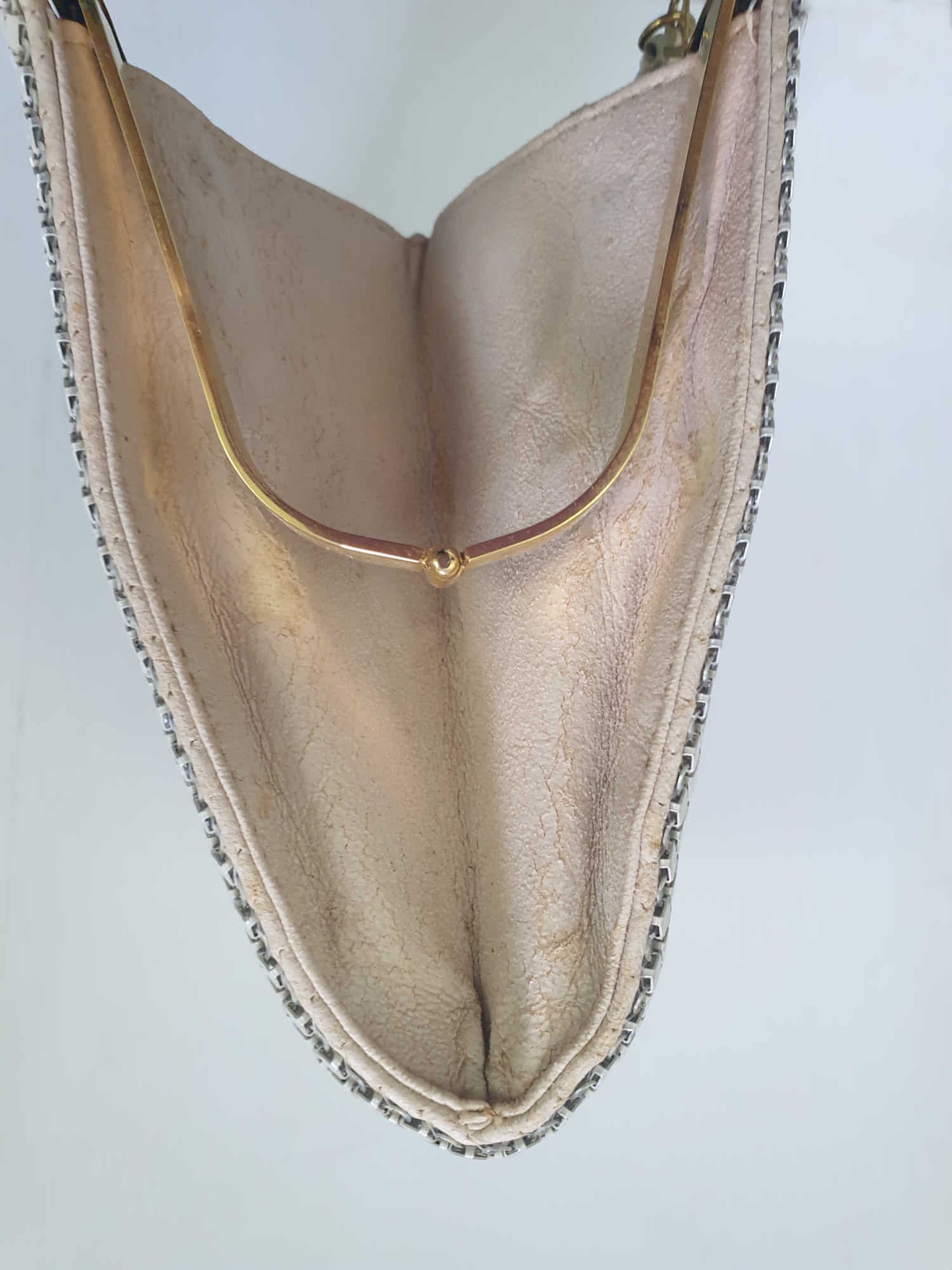 Beige Mesh Shoulder Bag or Clutch by GC - Goldcrest