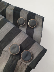1980s Teena Varigos Grey & Black Striped Longline Jacket - M