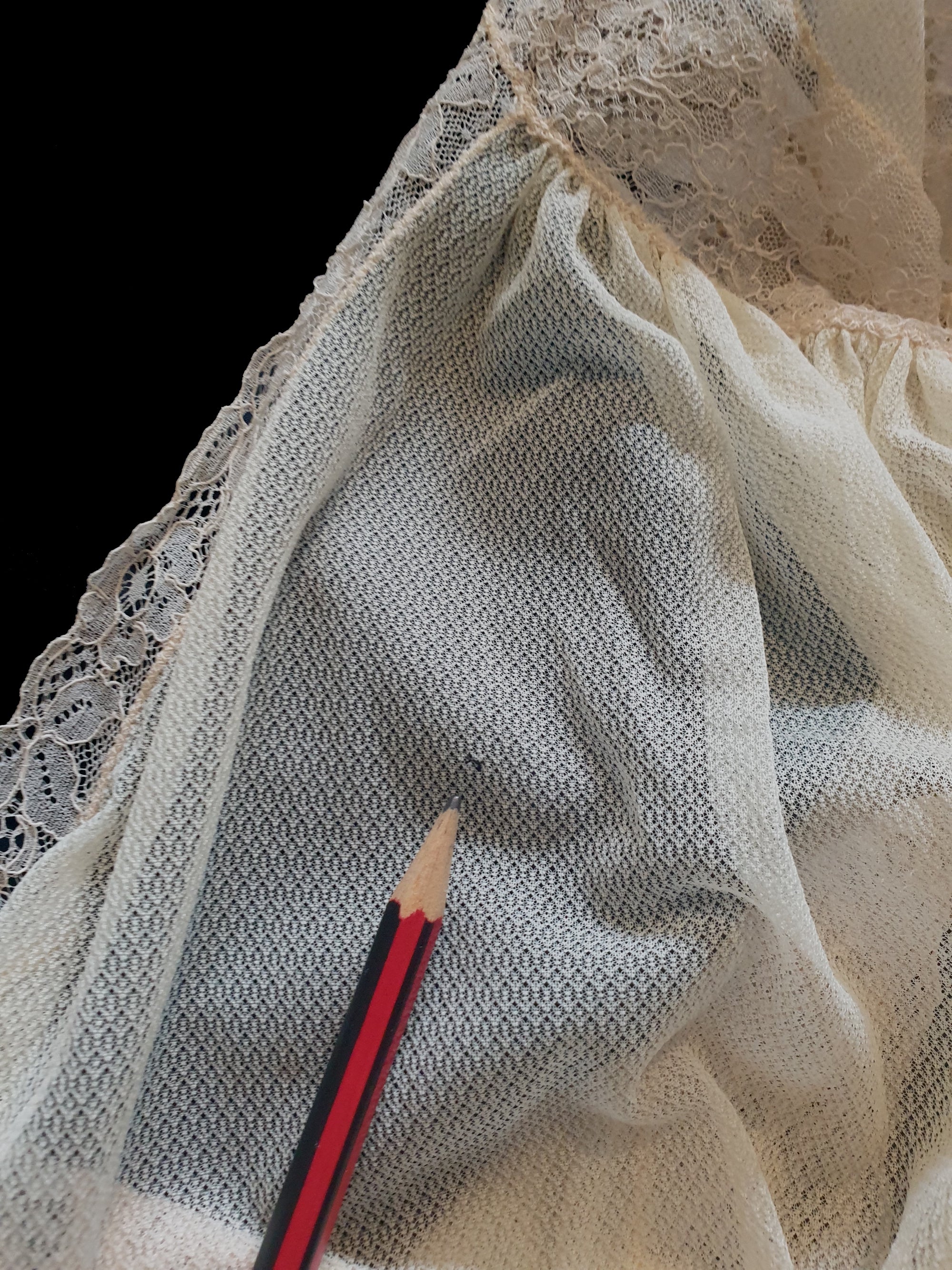 1950s Sheer Cream Nightgown with Ecru Lace by Prestige - M