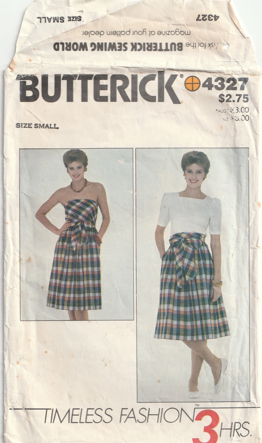 1980s vintage pattern wrap skirt or strapless dress small Butterick 4327