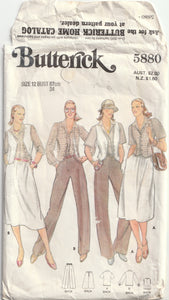 Shirt, Vest, Skirt & Pants - Bust 87 cm - Vintage Pattern - Butterick 5880 - 1978