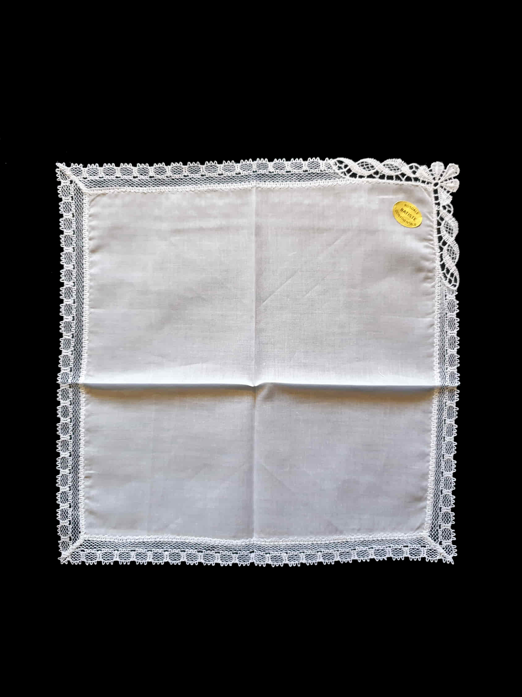 vintage white handkerchief hanky with lace edge by rosdale continentals