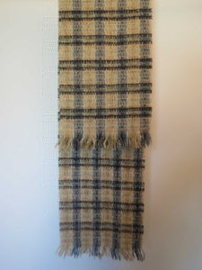 Grey & Beige Wool Blend Fringed Scarf by Descours - Paris