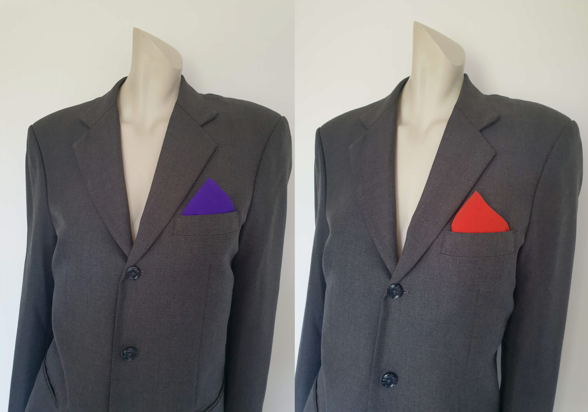 Unisex Pocket Squares in Five Colours - Red, Blue, White, Yellow, Brown