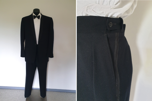 vintage tuxedo formal suit heavy wool shawl lapels Keith courtenay Large