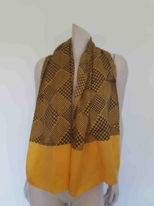 Vintage 1960s  Large Yellow and Black Vintage Houndstooth Scarf