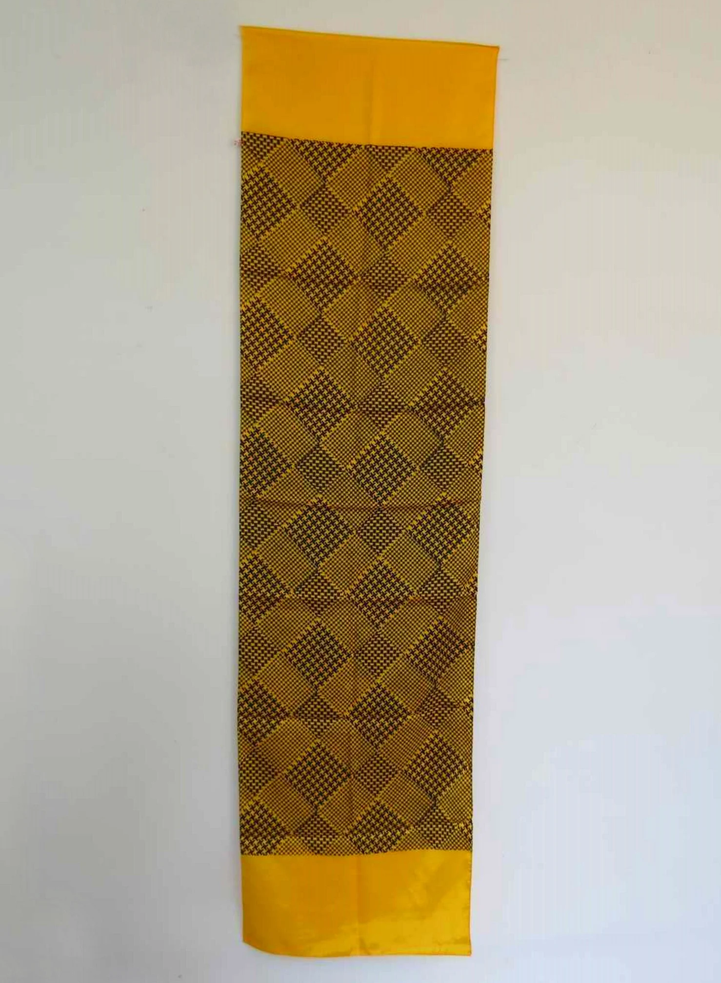 Vintage 1960s  Large Yellow and Black Vintage Houndstooth Scarf