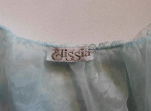 1980s vintage sheer aqua peignoir with lace ruffles by elissia Medium