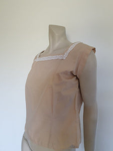 1960s vintage beige cotton pullover top