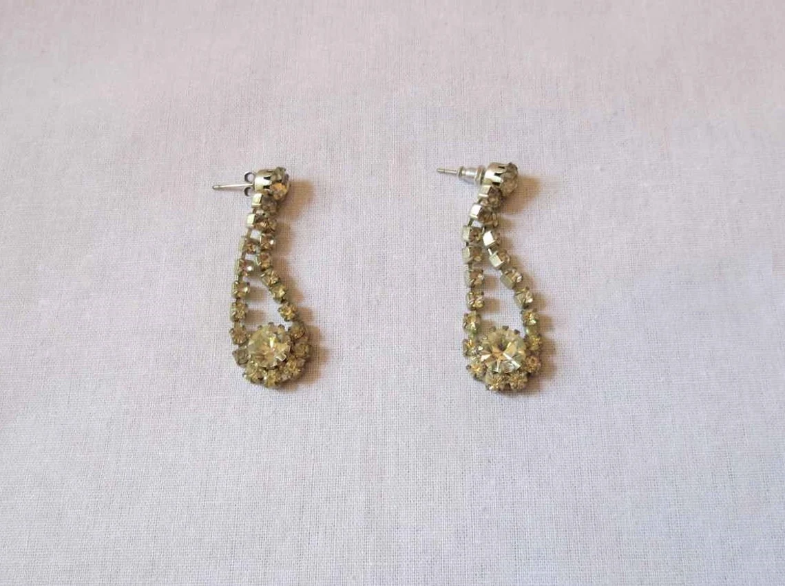 vintage bling diamante drop earrings