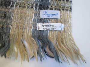 Grey & Beige Wool Blend Fringed Scarf by Descours - Paris