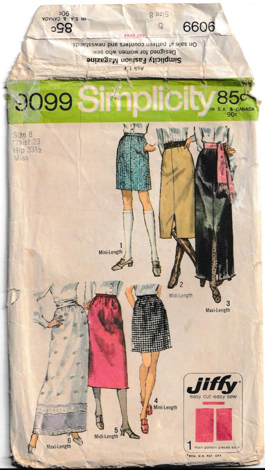 Set of Straight Skirts Waist 59 cm Vintage Pattern