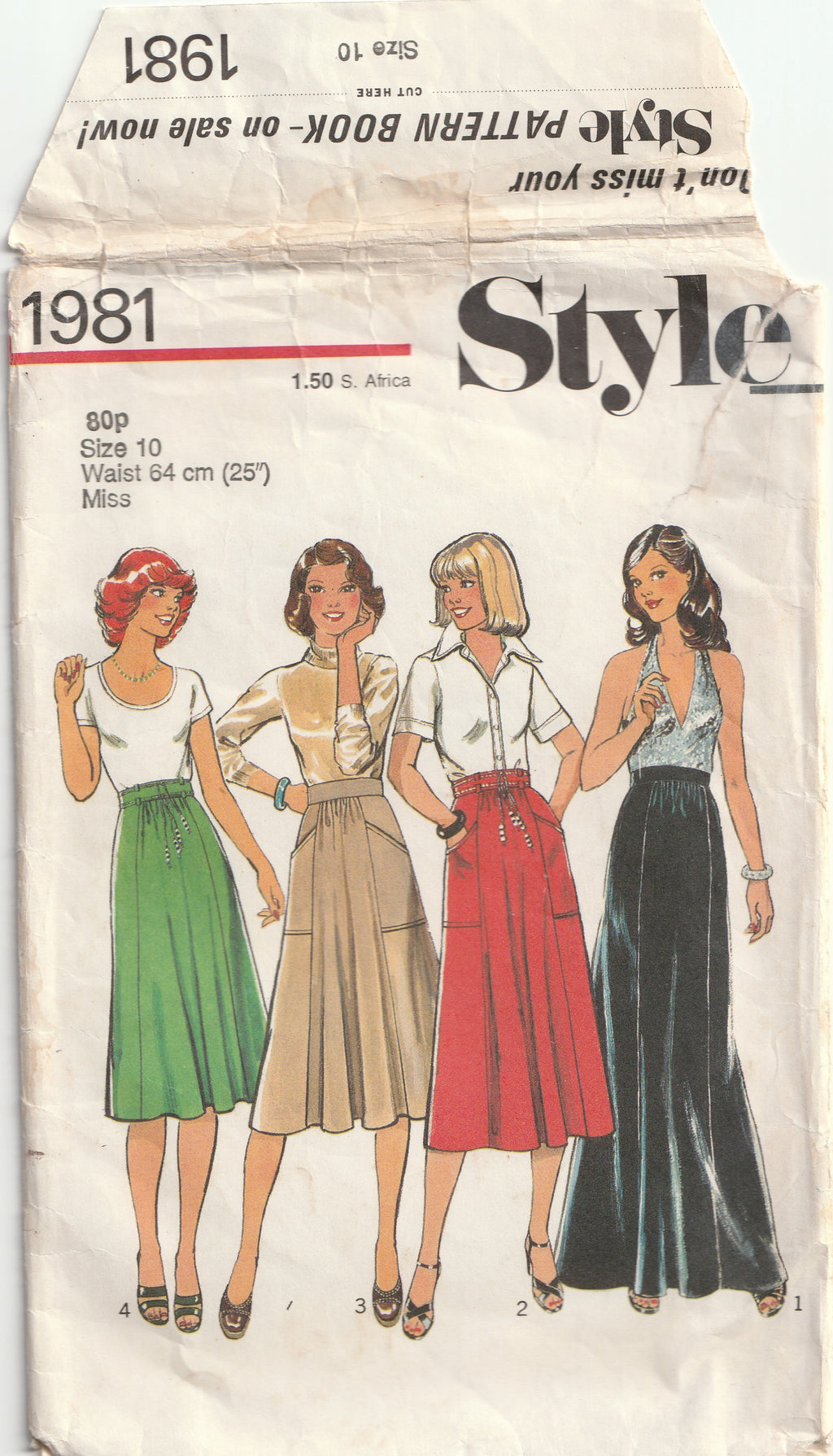 vintage pattern style 1981 five gore skirt 1977 waist 64 cm