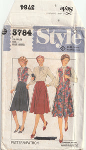 1980s vintage pattern skirt vest blouse style 3784  medium