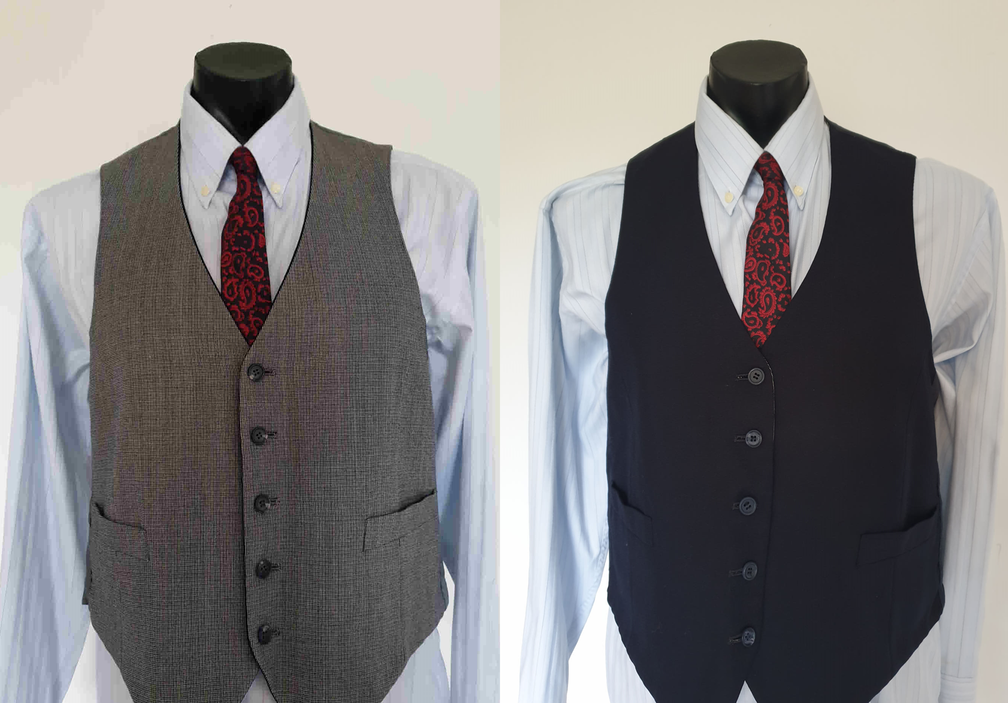 Reversible Grey or Navy Blue Vest, Waistcoat - M