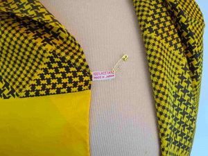 Vintage 1960s  Large Yellow and Black Vintage Houndstooth Scarf