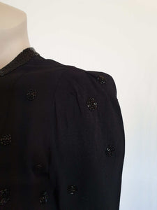 1940s vintage cropped black beaded jacket