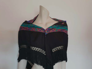 1980s vintage paisley gypsy shawl with fringe by anthea crawford