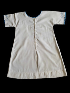 antique 1920s girls dress linen with blue embroidery size 6